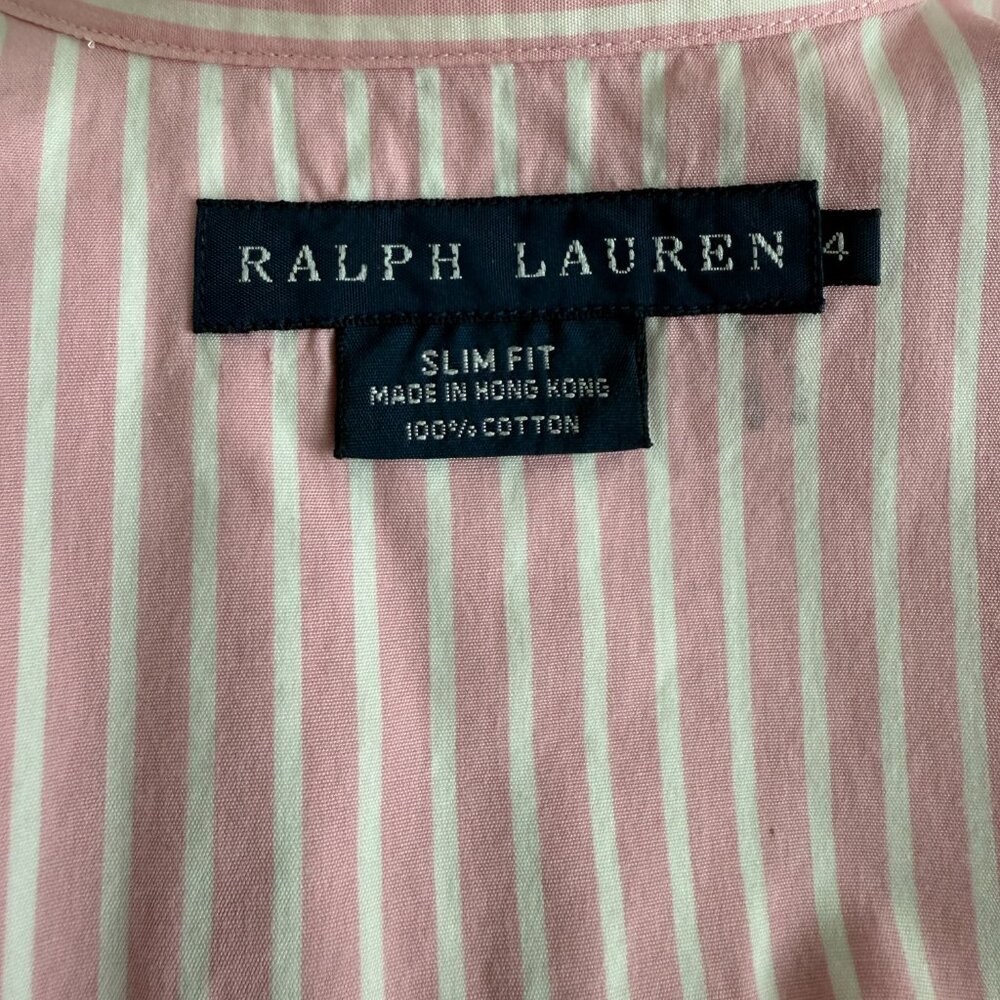 VTG Blue Label Ralph Lauren Pink Button Down Shirt w/ Diamond Pearl Buttons Sz 4 - Picture 7 of 8